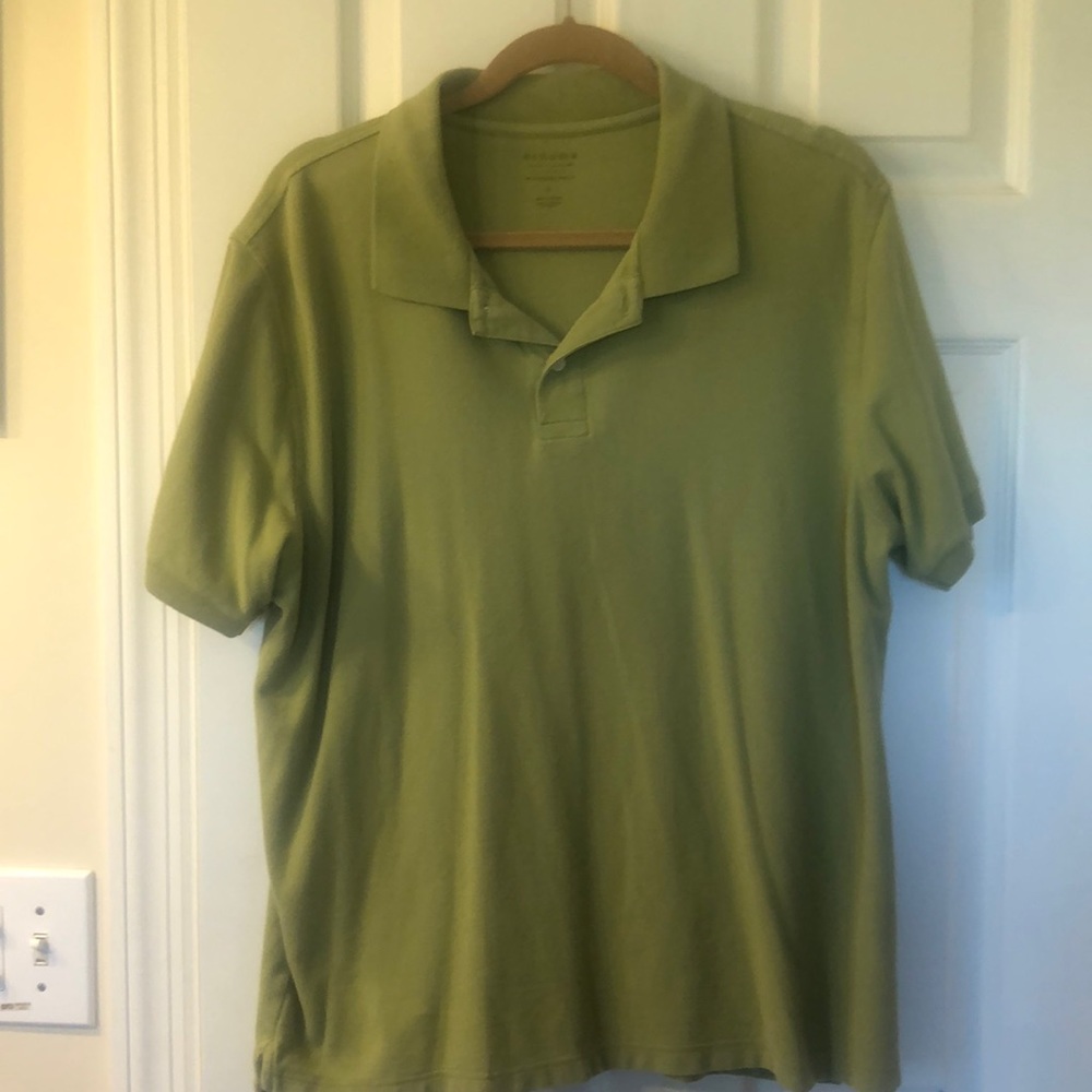 SOLD! 2 for 1 Men L Sonoma green tan cotton polo shirts